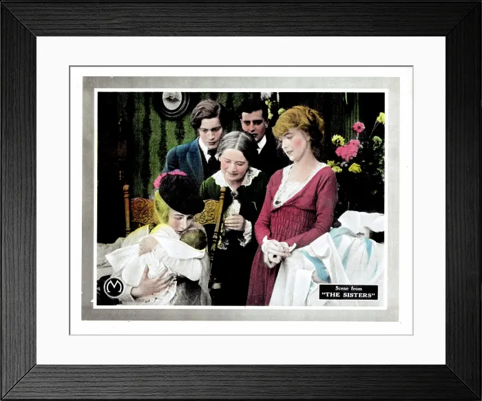Framed Print : THE SISTERS, from left, Dorothy Gish, Elmer Clifton, Josephine Crowell, W.E. Lawrence, Lillian Gish, 1914 Framed Print : THE SISTERS, from left, Dorothy Gish, Elmer Clifton, Josephine Crowell, W.E. Lawrence, Lillian Gish, 1914