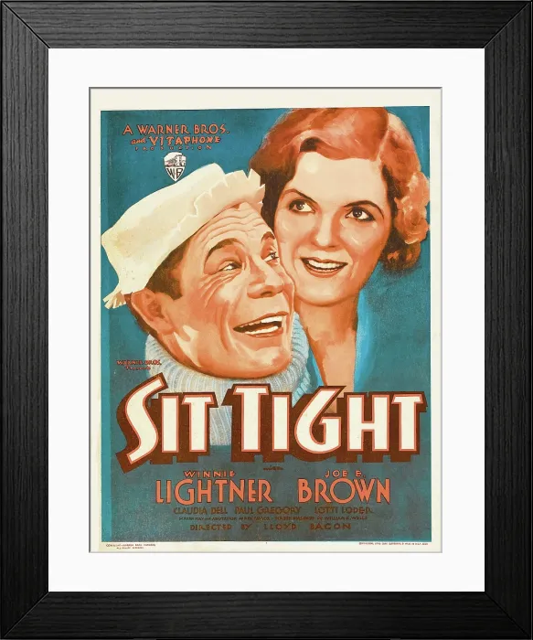 Framed Print : SIT TIGHT, from left on US poster art: Joe E. Brown, Winnie Lightner, 1931