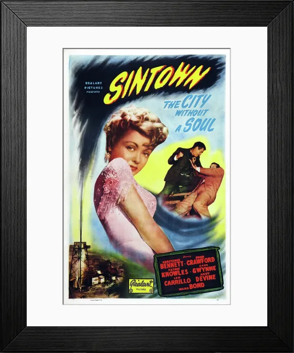 Framed Print : SIN TOWN, US poster art, Constance Bennett, 1942