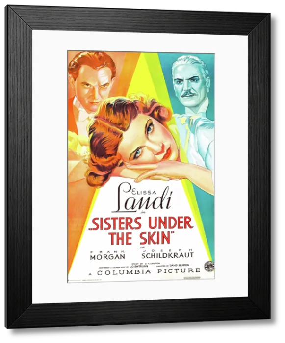 Framed Print : SISTERS UNDER THE SKIN, US poster art, from left: Joseph Schildkraut, Elissa Landi, Frank Morgan, 1934 Framed Print : SISTERS UNDER THE SKIN, US poster art, from left: Joseph Schildkraut, Elissa Landi, Frank Morgan, 1934