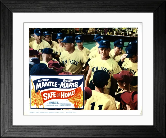 Framed Print : SAFE AT HOME!, from left, center, Mickey Mantle, Roger Maris, 1962 Framed Print : SAFE AT HOME!, from left, center, Mickey Mantle, Roger Maris, 1962