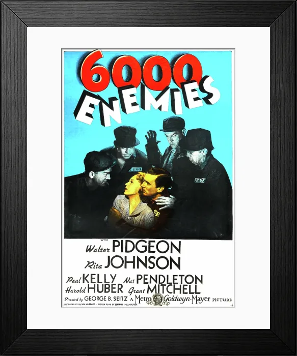 Framed Print : SIX THOUSAND ENEMIES, (aka 6, 000 ENEMIES), US poster art, center from left: Rita Johnson, Walter Pidgeon, 1939