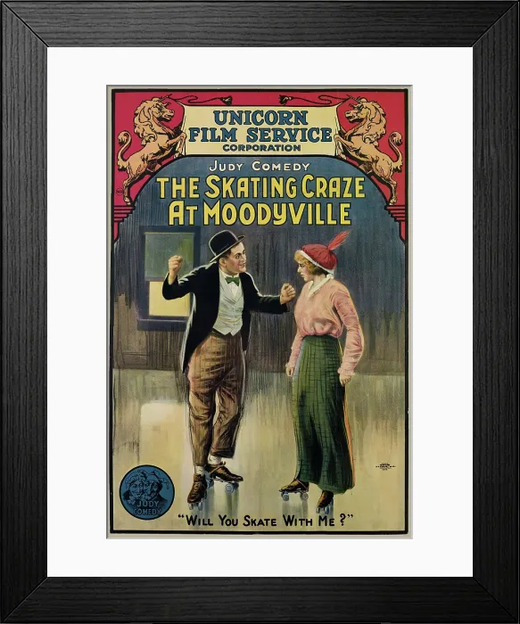 Framed Print : THE SKATING CRAZE AT MOODYVILLE, 1916