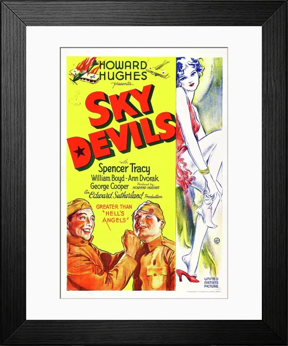 Framed Print : SKY DEVILS, US poster art, bottom left from left: William Boyd, Spencer Tracy, 1932 Framed Print : SKY DEVILS, US poster art, bottom left from left: William Boyd, Spencer Tracy, 1932