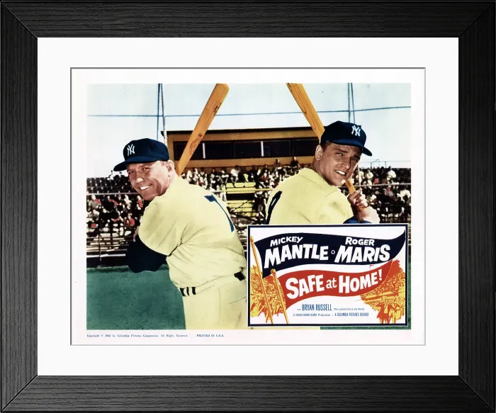 Framed Print : SAFE AT HOME!, from left, Mickey Mantle, Roger Maris, 1962