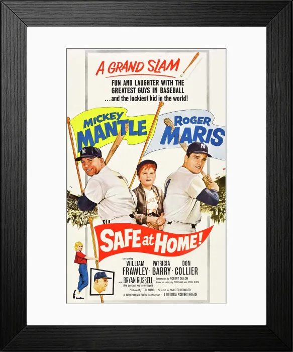Framed Print : SAFE AT HOME!, top from left: Mickey Mantle, Bryan Russell, Roger Maris, bottom from left: Patricia Barry, William Frawley, 1962