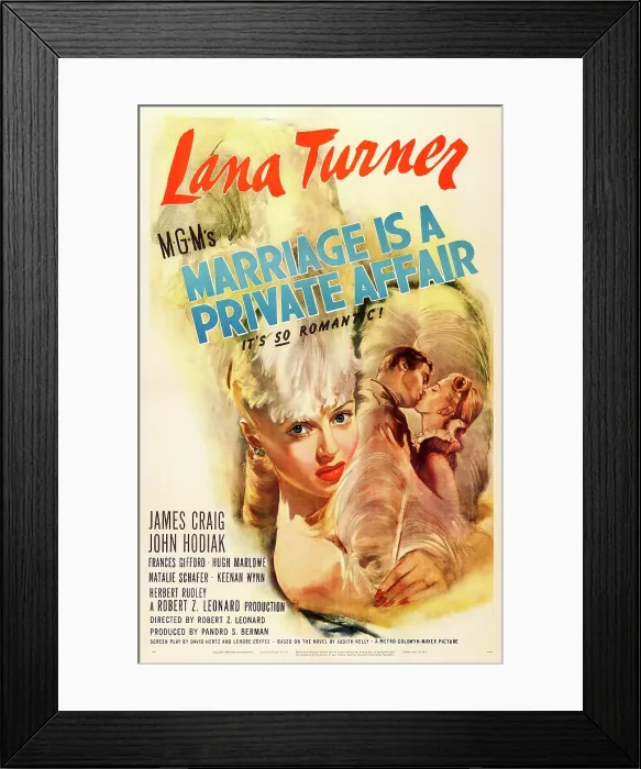 Framed Print : MARRIAGE IS A PRIVATE AFFAIR, Lana Turner, 1944 Framed Print : MARRIAGE IS A PRIVATE AFFAIR, Lana Turner, 1944