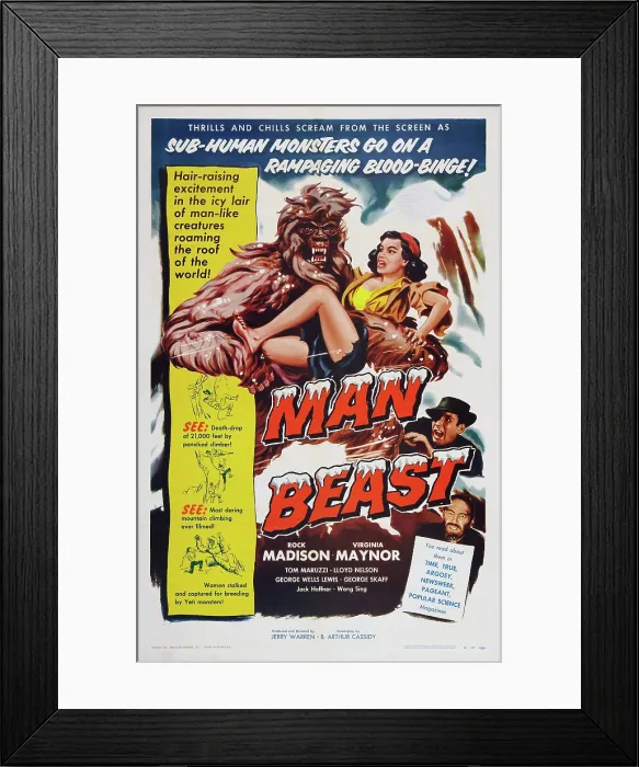 Framed Print : MAN BEAST, US poster art, 1956