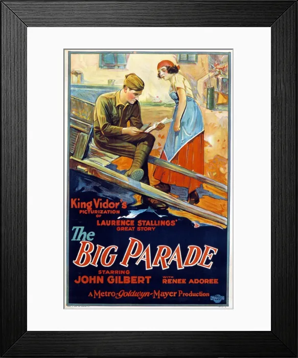 Framed Print : THE BIG PARADE, US poster, John Gilbert, Renee Adoree, 1925