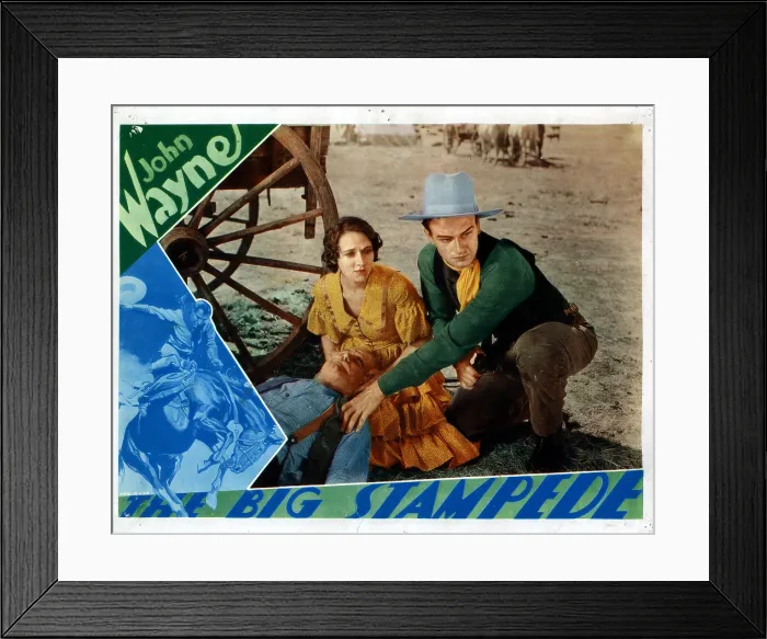 Framed Print : THE BIG STAMPEDE, from left, Mae Madison, John Wayne, 1932