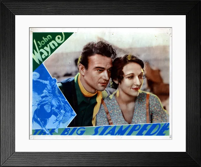 Framed Print : THE BIG STAMPEDE, from left, John Wayne, Mae Madison, 1932