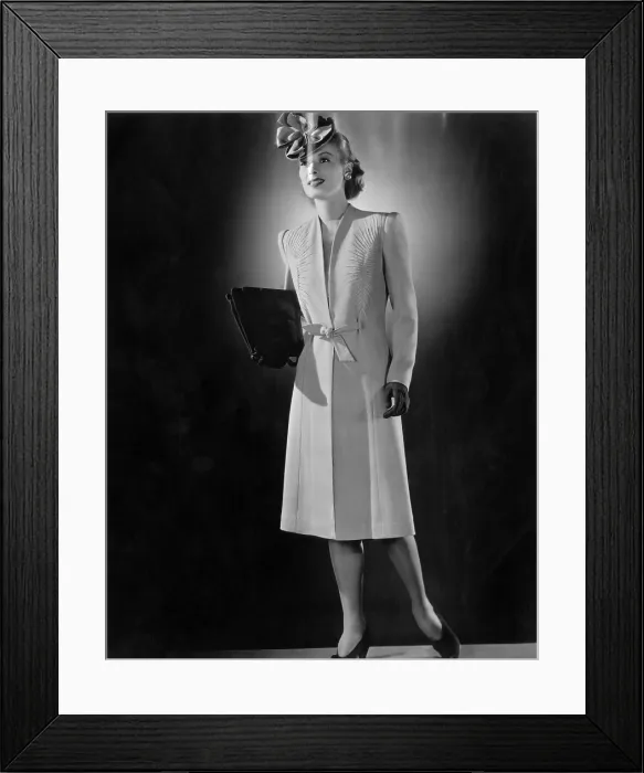 Framed Print : A model wearing a dressy coat by Cymonette, circa 1941. Courtesy: CSU Archives / Everett Collection