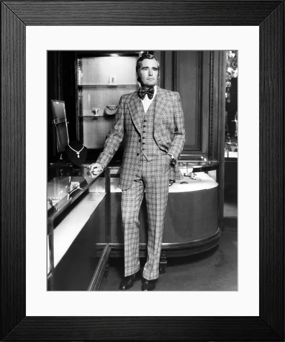 Framed Print : A Christian Dior suit, modeled by Michael Thomas, president of Cartier. The suit will be tailored in the U.S. by Hart Scaffner & Marx and available for the Fall 1974 season