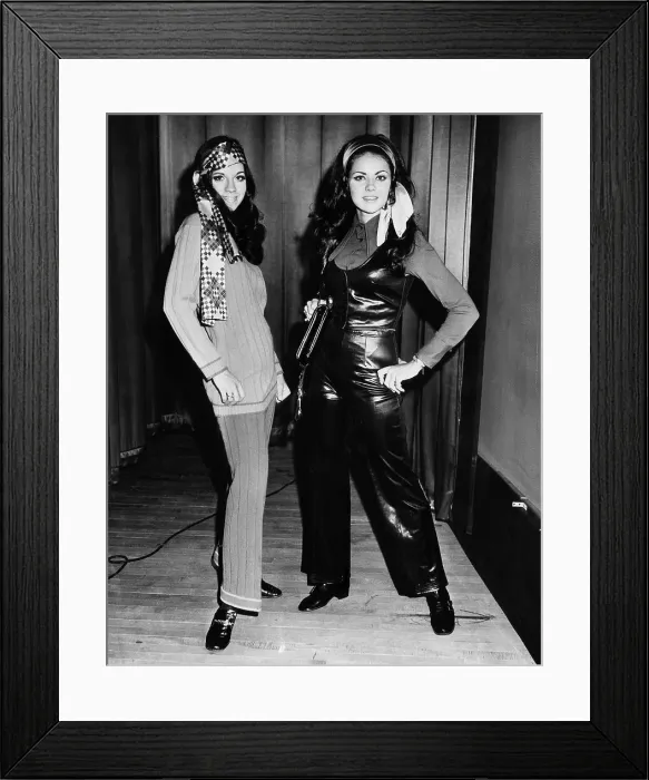Framed Print : Karen Cole and Kathy Bauman (Miss Ohio, 1970) model at a teenage fashion show, 1970. Photo: Courtesy: CSU Archives / Everett Collection