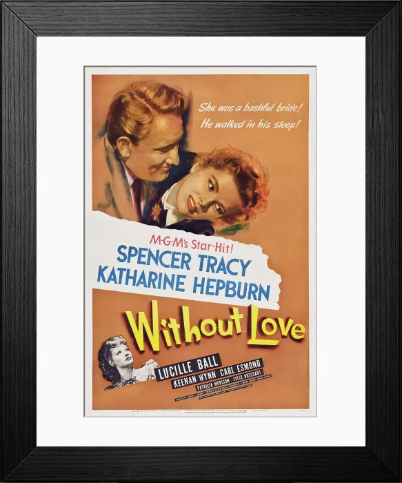 Framed Print : WITHOUT LOVE, US poster, from left: Spencer Tracy, Katharine Hepburn, Lucille Ball (bottom), 1945