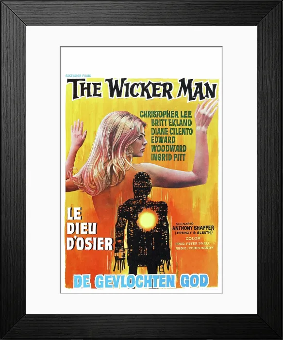 Framed Print : THE WICKER MAN, (aka LE DIEU D'OSIER), Belgian poster, 1973 Framed Print : THE WICKER MAN, (aka LE DIEU D'OSIER), Belgian poster, 1973