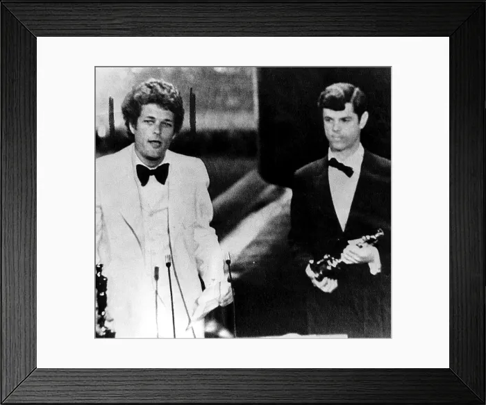 Framed Print : Producer Bert Schneider (left), makes an error during his acceptance speech (he won for best feature documentary Hearts and Minds')at the 47th Annual Academy Awards Framed Print : Producer Bert Schneider (left), makes an error during his acceptance speech (he won for best feature documentary Hearts and Minds')at the 47th Annual Academy Awards