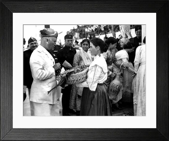 Framed Print : BENITO MUSSOLINI, walks among townsfolk, October 1938. Courtesy: CSU Archives / Everett Collection Framed Print : BENITO MUSSOLINI, walks among townsfolk, October 1938. Courtesy: CSU Archives / Everett Collection