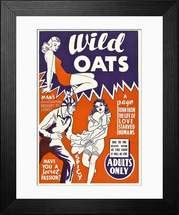 Framed Print : WILD OATS, poster art, 1940