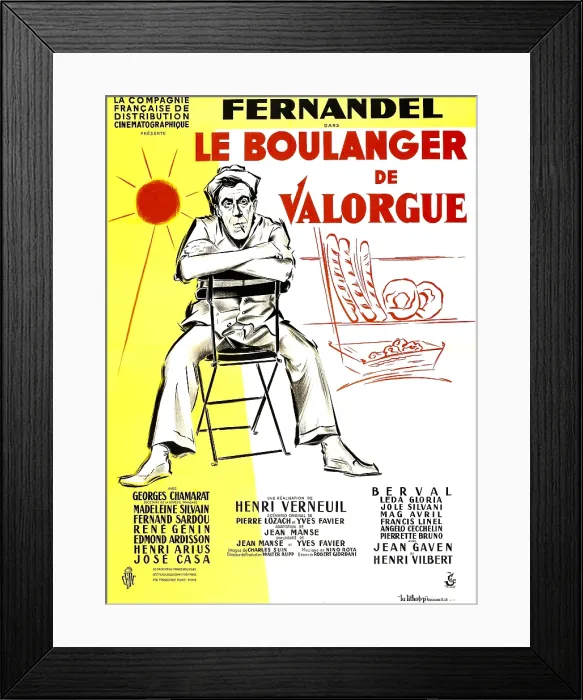 Framed Print : THE WILD OAT, (aka LE BOULANGER DE VALORGUE), French poster, Fernandel, 1953