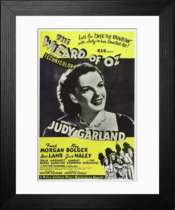 Framed Print : THE WIZARD OF OZ, US poster, Judy Garland (center), bottom right from left: Judy Garland, Bert Lahr, Jack Haley, Ray Bolger, 1939 Framed Print : THE WIZARD OF OZ, US poster, Judy Garland (center), bottom right from left: Judy Garland, Bert Lahr, Jack Haley, Ray Bolger, 1939