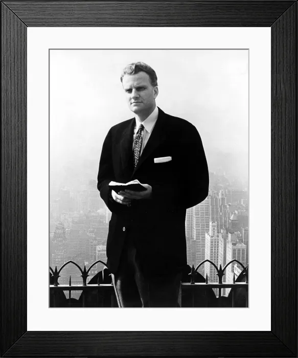 Framed Print : Billy Graham. Evangelist with Bible in publicity for NYC Crusade in Madison Sq.Garden, 6 / 1 / 57.. Courtesy: CSU Archives / Everett Collection Framed Print : Billy Graham. Evangelist with Bible in publicity for NYC Crusade in Madison Sq.Garden, 6 / 1 / 57.. Courtesy: CSU Archives / Everett Collection