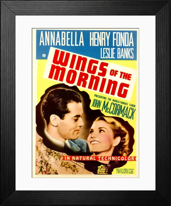 Framed Print : WINGS OF THE MORNING, Henry Fonda, Annabella on midget window card, 1937, TM and Copyright 20th Century Fox Film Corp. All rights reserved. / courtesy Everett Collection Framed Print : WINGS OF THE MORNING, Henry Fonda, Annabella on midget window card, 1937, TM and Copyright 20th Century Fox Film Corp. All rights reserved. / courtesy Everett Collection
