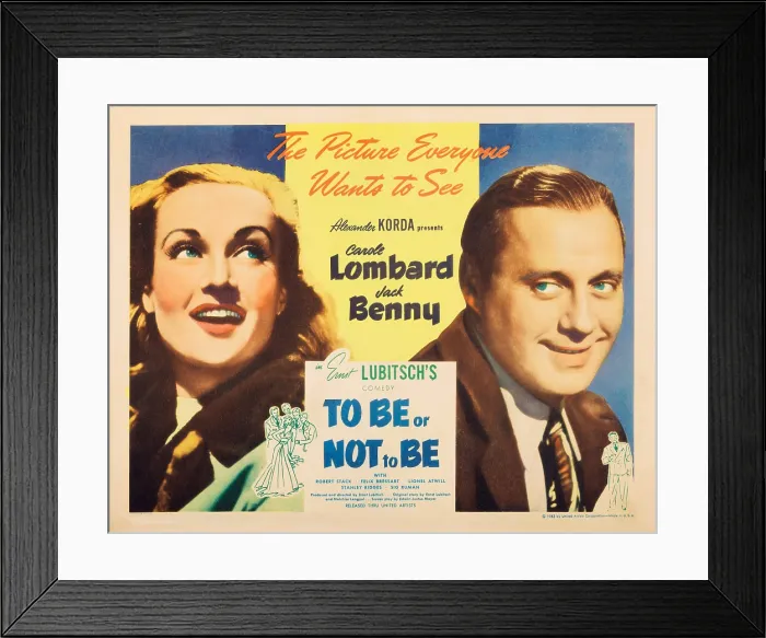 Framed Print : TO BE OR NOT TO BE, US lobbycard, from left: Carole Lombard, Jack Benny, 1942 Framed Print : TO BE OR NOT TO BE, US lobbycard, from left: Carole Lombard, Jack Benny, 1942