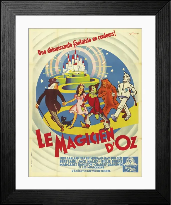 Framed Print : THE WIZARD OF OZ, (aka LE MAGICIEN D'OZ), French poster art, from left: Wizard of Oz, Toto the dog, Dorothy Gale, Scarecrow, Cowardly Lion, Tin Man, 1939 Framed Print : THE WIZARD OF OZ, (aka LE MAGICIEN D'OZ), French poster art, from left: Wizard of Oz, Toto the dog, Dorothy Gale, Scarecrow, Cowardly Lion, Tin Man, 1939