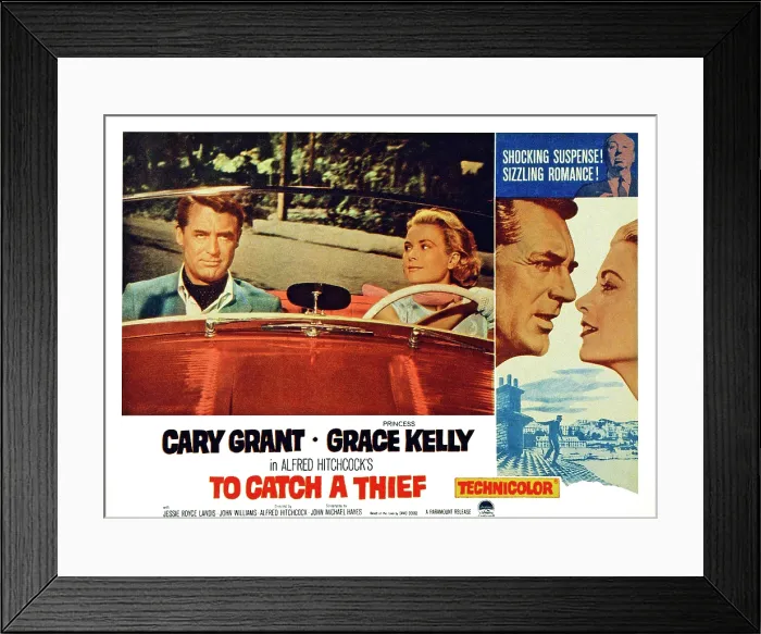 Framed Print : TO CATCH A THIEF, US lobbycard, from left: Cary Grant, Grace Kelly, 1955 Framed Print : TO CATCH A THIEF, US lobbycard, from left: Cary Grant, Grace Kelly, 1955