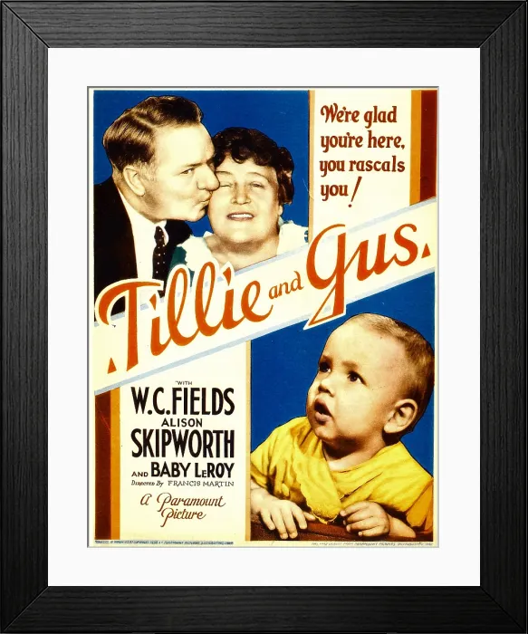 Framed Print : TILLIE AND GUS, from left: W.C. Fields, Alison Skipworth, bottom right: Baby LeRoy, midget window card, 1933