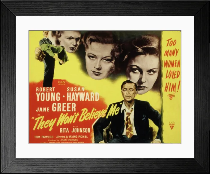 Framed Print : THEY WON'T BELIEVE ME, Robert Young, Jane Greer, Susan Hayward, 1947