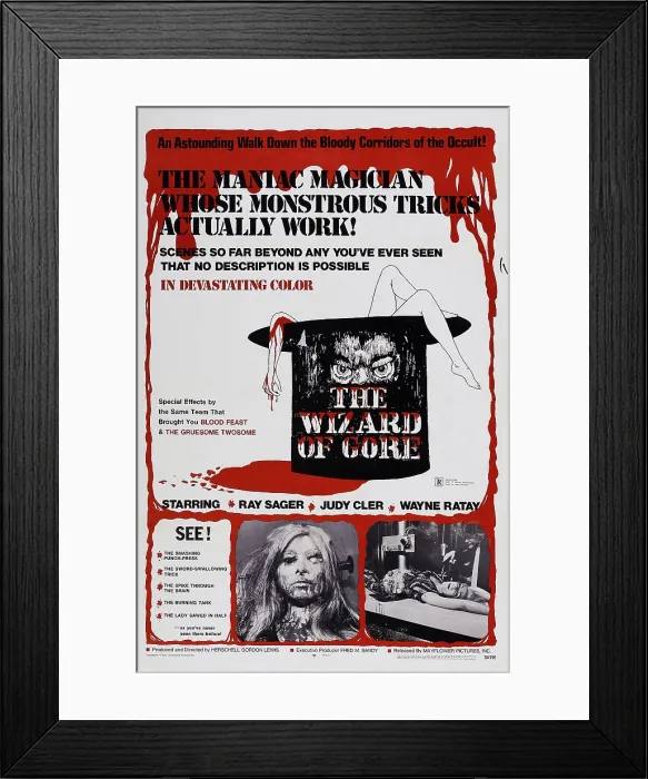Framed Print : THE WIZARD OF GORE, US poster art, 1970 Framed Print : THE WIZARD OF GORE, US poster art, 1970