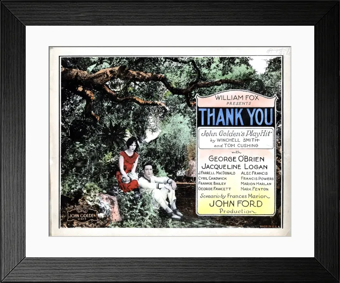 Framed Print : THANK YOU, from left, Jacqueline Logan, George O'Brien, 1925, TM & Copyright 20th Century Fox Film Corp. / courtesy Everett Collection Framed Print : THANK YOU, from left, Jacqueline Logan, George O'Brien, 1925, TM & Copyright 20th Century Fox Film Corp. / courtesy Everett Collection
