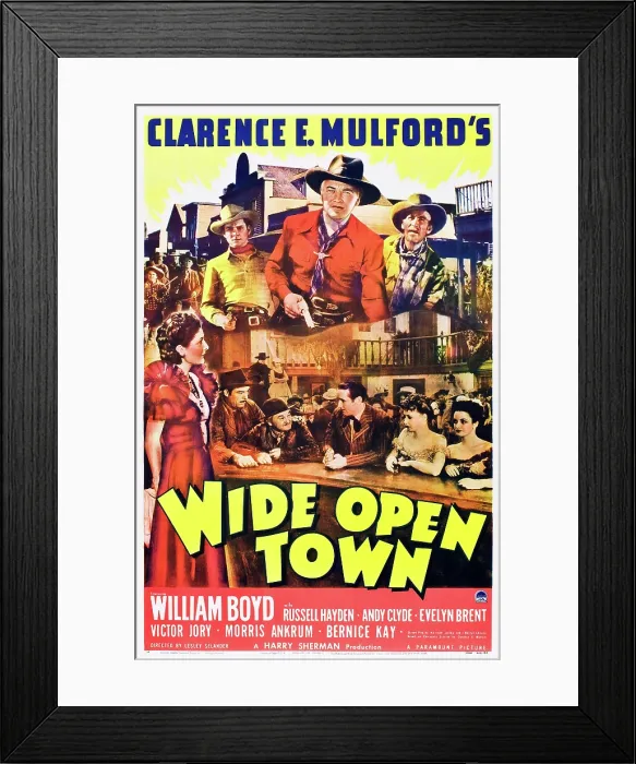 Framed Print : WIDE OPEN TOWN, US poster, top from left: Russell Hayden, William Boyd, Andy Clyde, bottom from left: Evelyn Brent, Glenn Strange, George Cleveland, Victor Jory, 1941 Framed Print : WIDE OPEN TOWN, US poster, top from left: Russell Hayden, William Boyd, Andy Clyde, bottom from left: Evelyn Brent, Glenn Strange, George Cleveland, Victor Jory, 1941