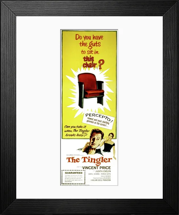 Framed Print : THE TINGLER, Vincent Price, Patricia Cutts, 1959, introducing the gimmicky Fifties process Percepto! Framed Print : THE TINGLER, Vincent Price, Patricia Cutts, 1959, introducing the gimmicky Fifties process Percepto!
