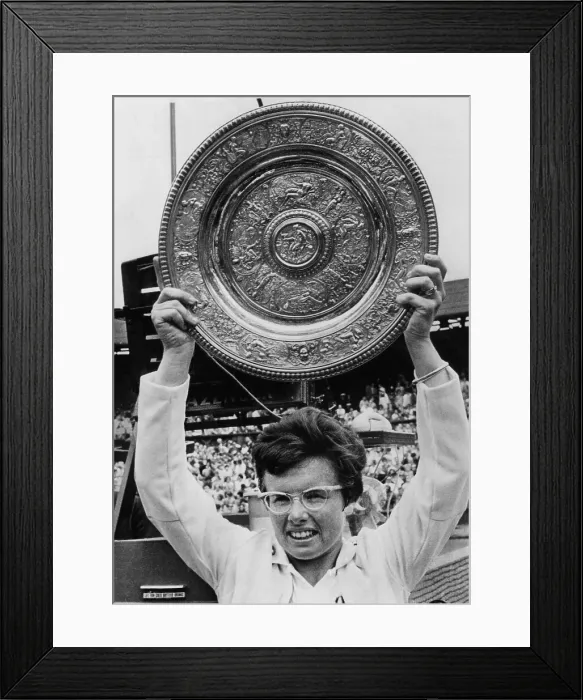 Framed Print : Billie Jean King holding Wimbledon trophy earned in Wimbledon, England, July 8, 1967.. Courtesy: CSU Archives  /  Everett Collection
