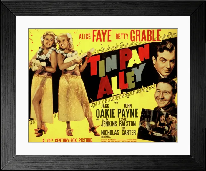 Framed Print : TIN PAN ALLEY, Alice Faye, Betty Grable, John Payne (top), Jack Oakie (bottom), 1940, (c) 20th Century Fox, TM & Copyright / Courtesy: Everett Collection Framed Print : TIN PAN ALLEY, Alice Faye, Betty Grable, John Payne (top), Jack Oakie (bottom), 1940, (c) 20th Century Fox, TM & Copyright / Courtesy: Everett Collection