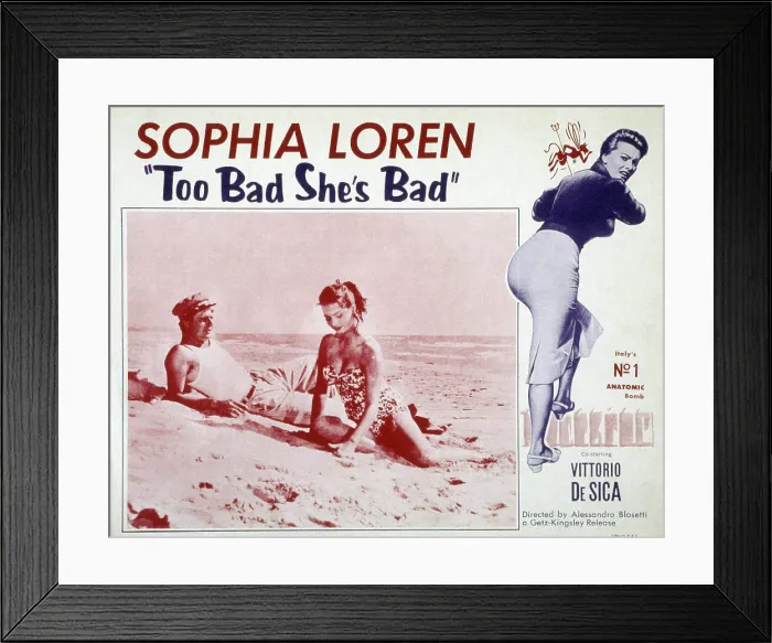 Framed Print : TOO BAD SHE'S BAD, (aka PECCATO CHE SIA UNA CANAGLIA), Marcello Mastroianni, Sophia Loren, 1954 Framed Print : TOO BAD SHE'S BAD, (aka PECCATO CHE SIA UNA CANAGLIA), Marcello Mastroianni, Sophia Loren, 1954