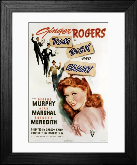 Framed Print : TOM DICK AND HARRY, Ginger Rogers, Burgess Meredith, Alan Marshal, George Murphy, 1941 Framed Print : TOM DICK AND HARRY, Ginger Rogers, Burgess Meredith, Alan Marshal, George Murphy, 1941