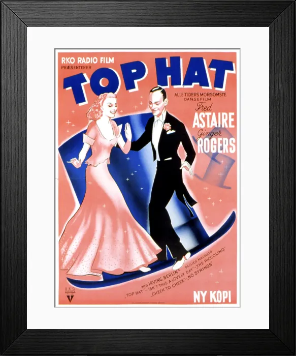 Framed Print : TOP HAT, (Danish poster art), 1935 Framed Print : TOP HAT, (Danish poster art), 1935