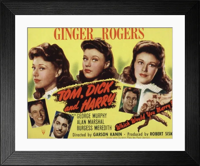 Framed Print : TOM DICK AND HARRY, Ginger Rogers, George Murphy, Alan Marshal, Burgess Meredith, 1941
