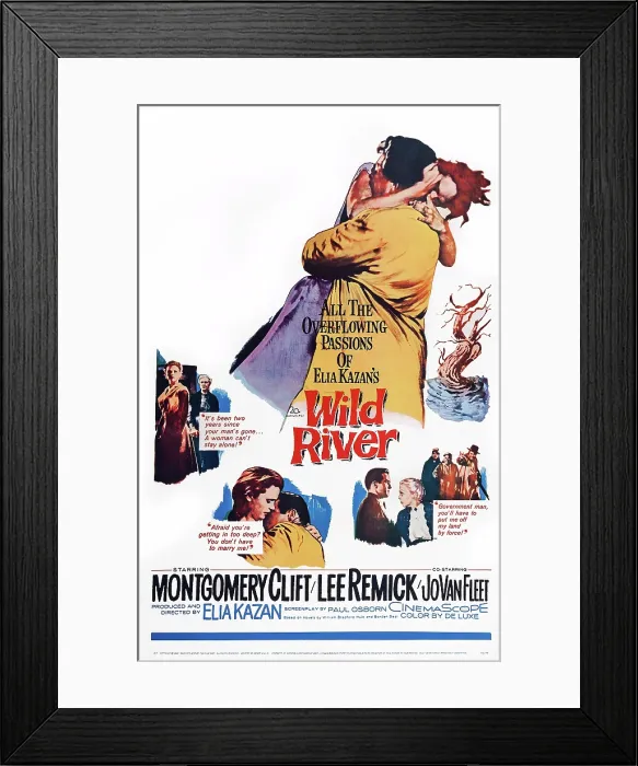 Framed Print : WILD RIVER, US poster art, center: Lee Remick, Montgomery Clift, 1960. TM and Copyright 20th Century Fox Film Corp. All rights reserved / courtesy Everett Collection Framed Print : WILD RIVER, US poster art, center: Lee Remick, Montgomery Clift, 1960. TM and Copyright 20th Century Fox Film Corp. All rights reserved / courtesy Everett Collection
