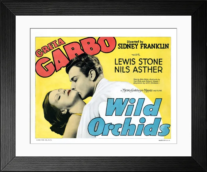 Framed Print : WILD ORCHIDS, US lobbycard, from left: Greta Garbo, Nils Asther, 1929 Framed Print : WILD ORCHIDS, US lobbycard, from left: Greta Garbo, Nils Asther, 1929