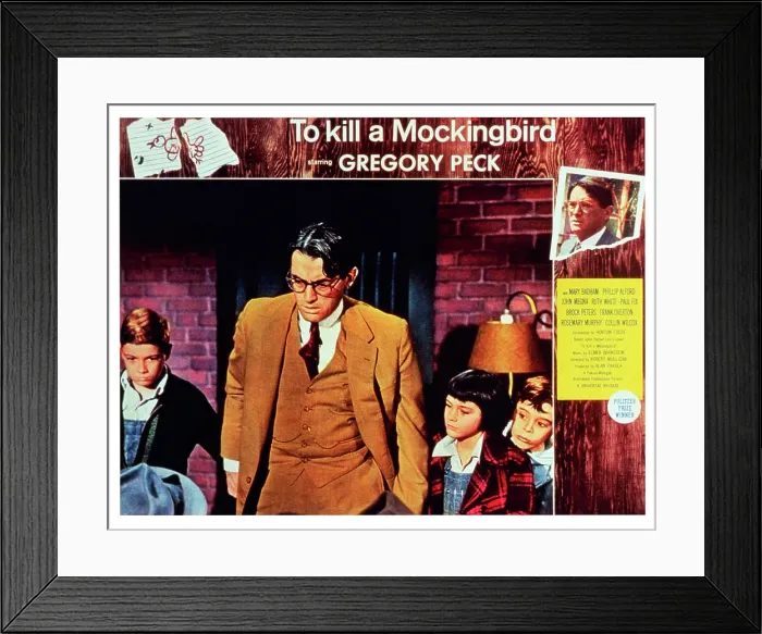 Framed Print : TO KILL A MOCKINGBIRD, US lobbycard, from left: Gregory Peck, Mary Badham, Philip Alford, 1962 Framed Print : TO KILL A MOCKINGBIRD, US lobbycard, from left: Gregory Peck, Mary Badham, Philip Alford, 1962
