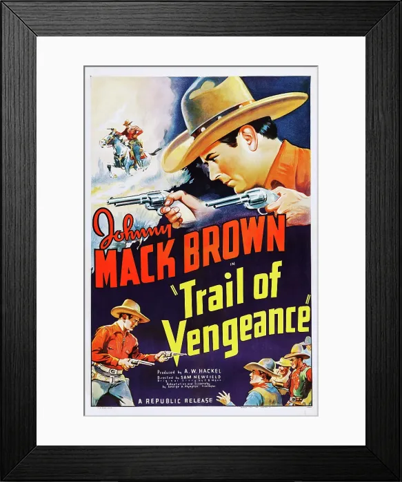 Framed Print : TRAIL OF VENGEANCE, US poster, Johnny Mack Brown (top), 1937