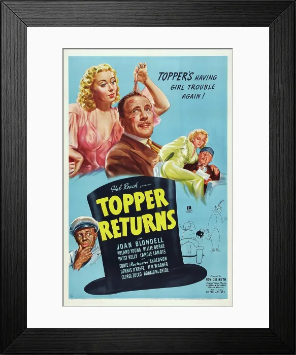 Framed Print : TOPPER RETURNS, US poster art, Joan Blondell, Eddie (Rochester) Anderson, Roland Young, Carole Landis, 1941 Framed Print : TOPPER RETURNS, US poster art, Joan Blondell, Eddie (Rochester) Anderson, Roland Young, Carole Landis, 1941