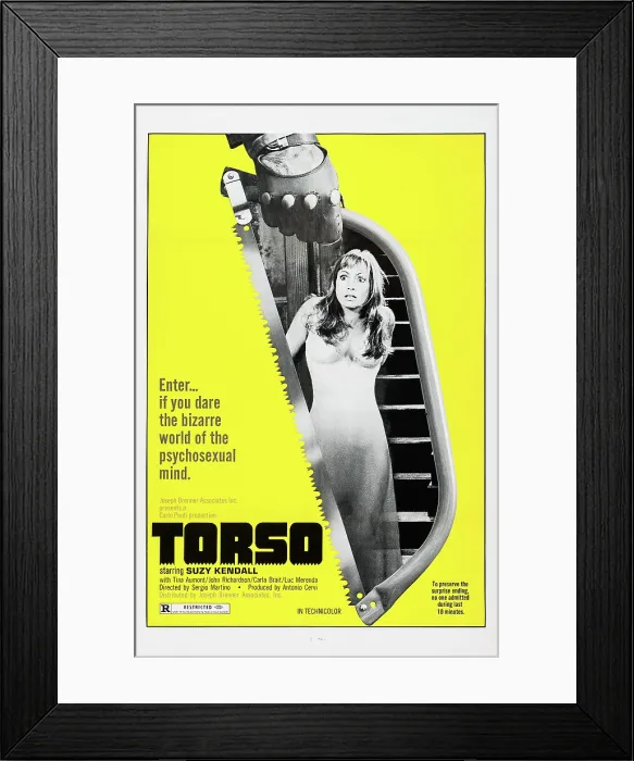 Framed Print : TORSO, (aka I CORPI PRESENTANO TRACCE DI VIOLENZA CARNALE, aka THE BODIES BEAR TRACES OF CARNAL VIOLENCE), US poster art, Suzy Kendall, 1973 Framed Print : TORSO, (aka I CORPI PRESENTANO TRACCE DI VIOLENZA CARNALE, aka THE BODIES BEAR TRACES OF CARNAL VIOLENCE), US poster art, Suzy Kendall, 1973