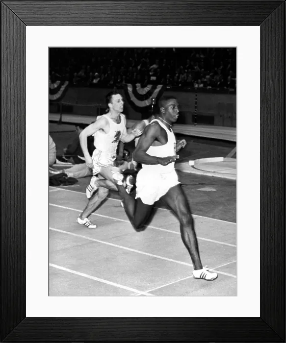 Framed Print : Bob Hayes, winning the 60-yard dash at the 96th Annual N.Y. Athletic Club Track Meet, New York, NY, 02 / 13 / 64. Courtesy: CSU Archives  /  Everett Collection