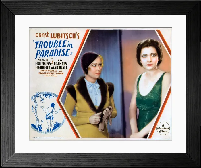 Framed Print : TROUBLE IN PARADISE, US lobbycard, from left: Miriam Hopkins, Kay Francis, 1932